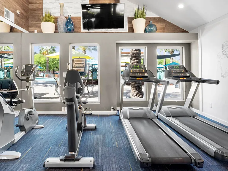 Energize your fitness routine with state-of-the-art cardio equipment in a vibrant fitness setting.