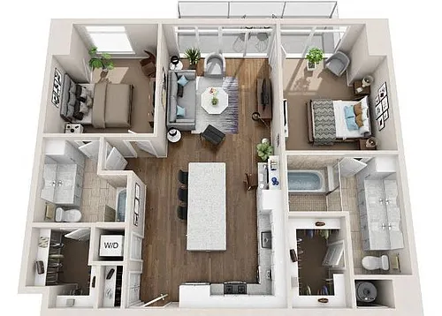 Floor plan 2BR/2BA B2D