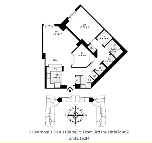 Floor plan 1 Bedroom With Den