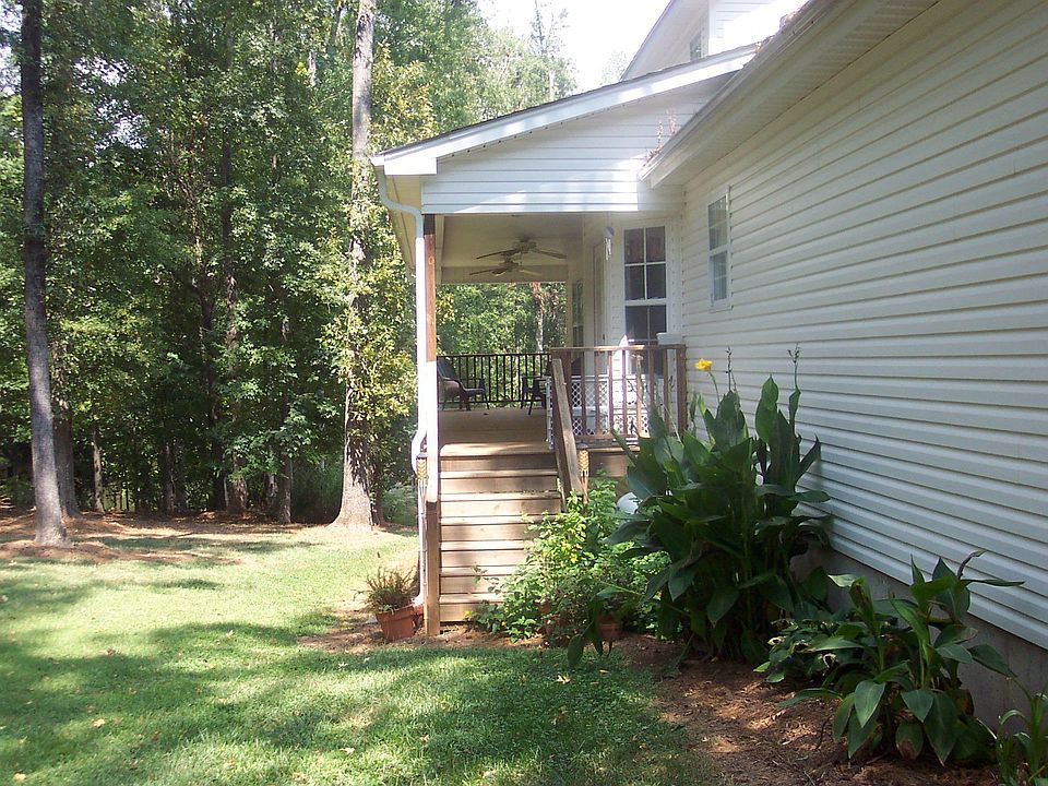 Covered porch over looking private back yard