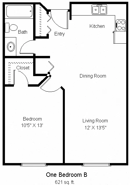 Floor plan 1 Bedroom (S)