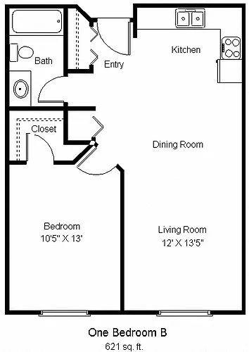 Floor plan 1 Bedroom (S)
