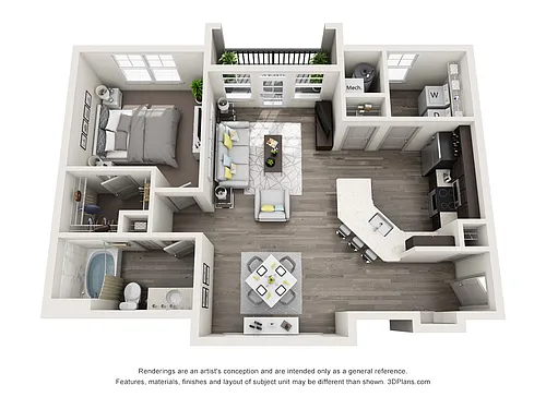 Floor plan A7 - One Bedroom, One Bathroom