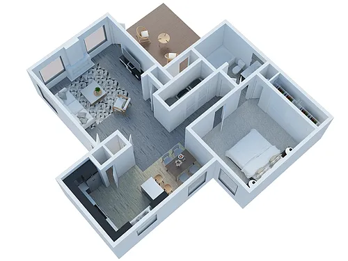 Floor plan 1 Bedroom - 1 Bath