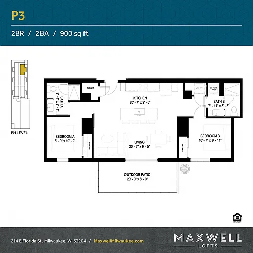 Floor plan Luxury Two Bedroom P3