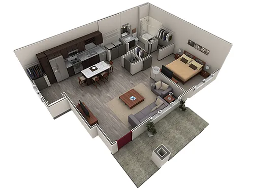 Floor plan 1 BR Grand Courtyard