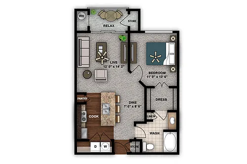 Floor plan One Bedroom A1
