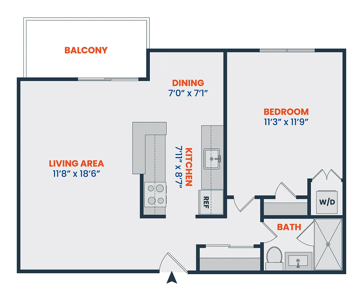 Floor plan 1 Bed | 1 Bath