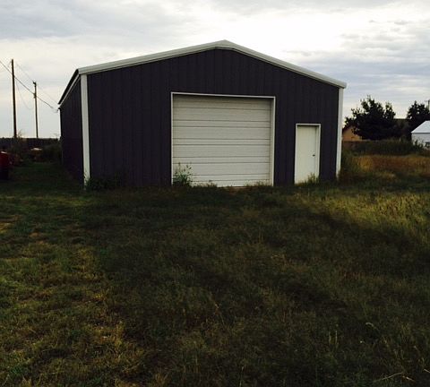 Metal building in back