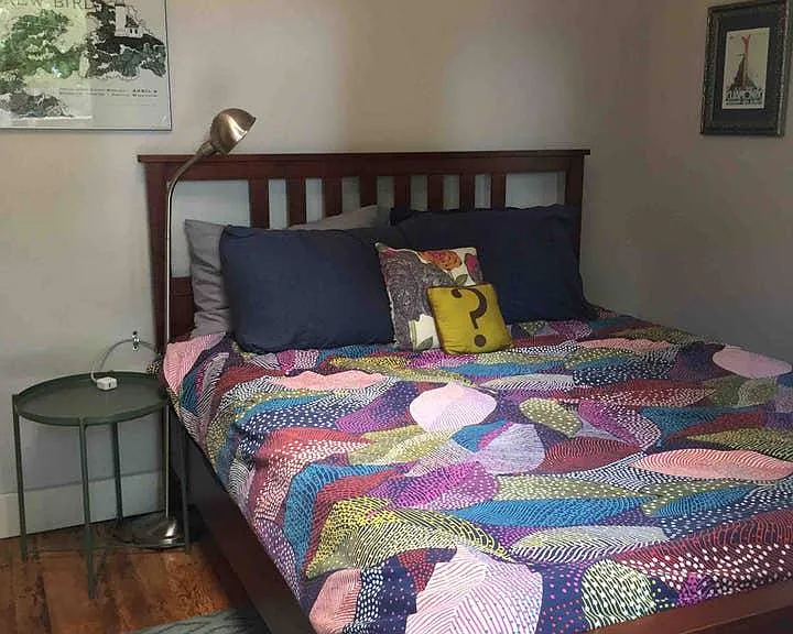 Primary bedroom, bed pictured is a queen.