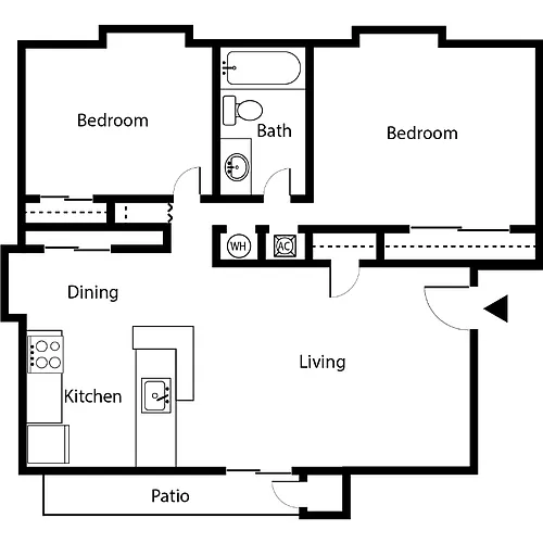 Floor plan 2 Bedroom 1 Bathroom