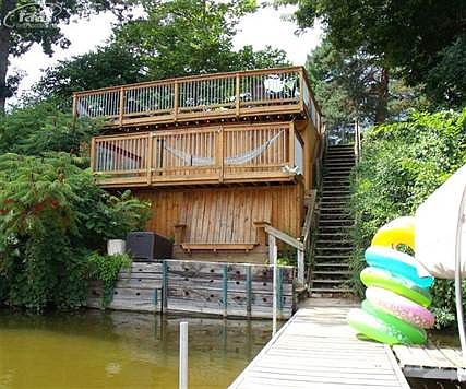 View of three tired deck from aluminum framed dock.
