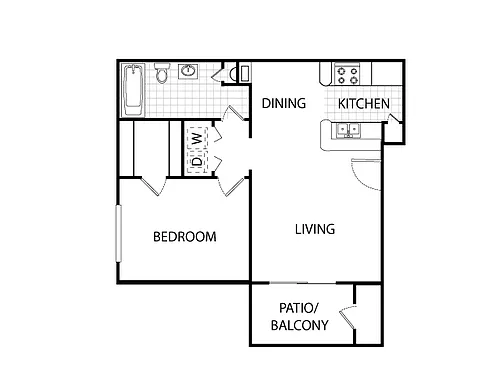 Floor plan 1 Bed 1 Bath