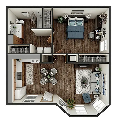 Floor plan One Bed One Bath