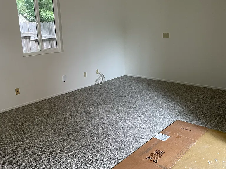 Downstairs Room (with cardboard protecting new carpet- soon to be moved)