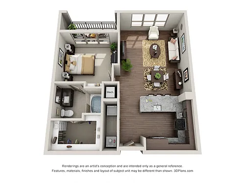 Floor plan One Bedroom One Bath - A5