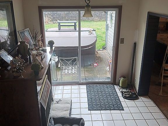 Looking out sliding door 