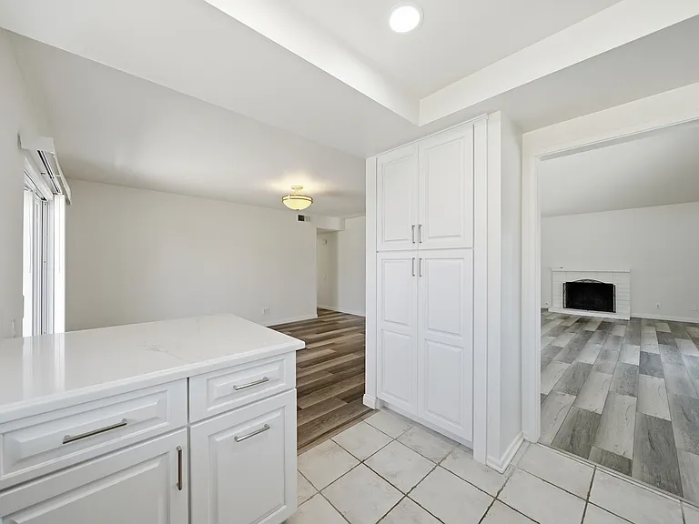 View of dining room and living room.