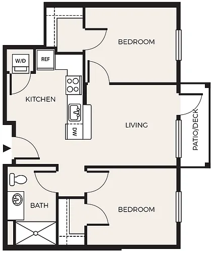 Floor plan 2 Bed 1 Bath B3