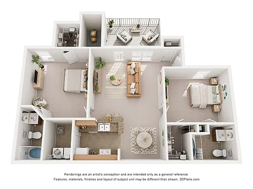 Floor plan 2 Bedroom Split 2 Bath