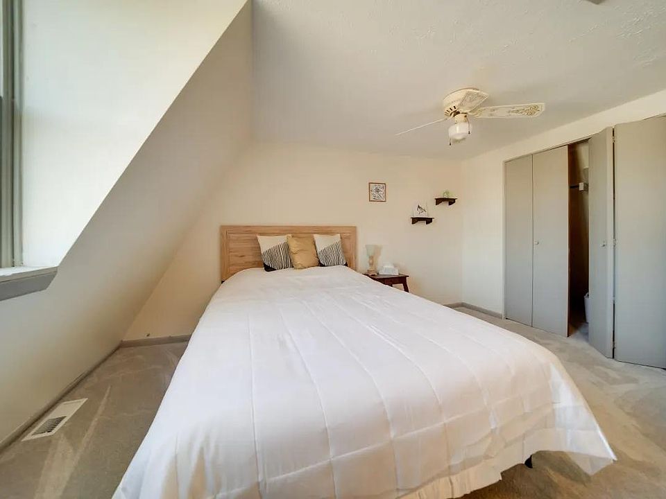 This is master bedroom upstairs, with prop furniture