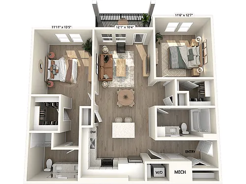 Floor plan BF2-1184sf-DCI