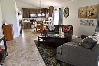 Open family room and kitchen