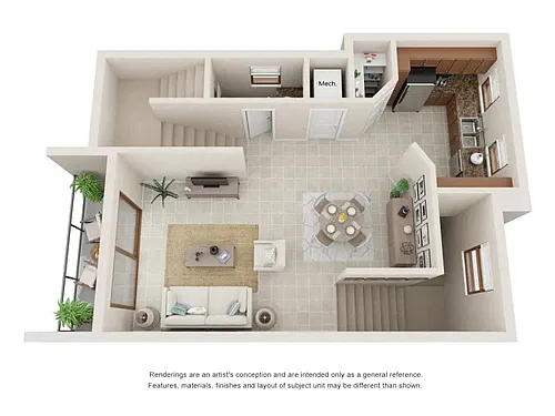 Floor plan Two Bedroom 2.5 Bathroom