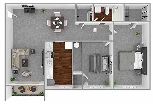 Floor plan 2 Bedroom/1 Bathroom - 925 sq ft