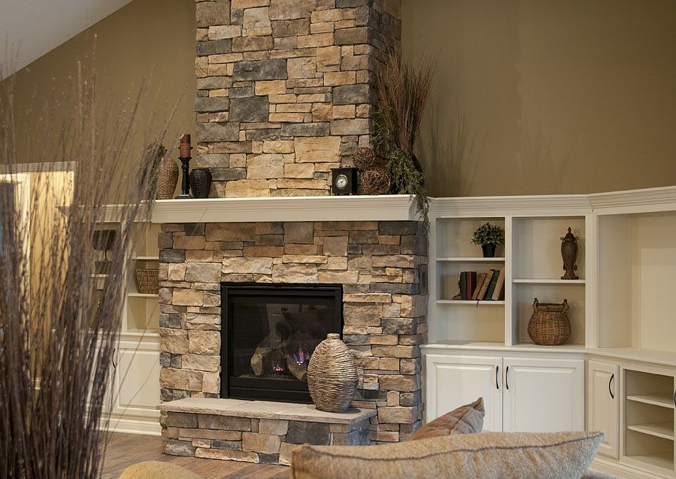 Custom stone fireplace
