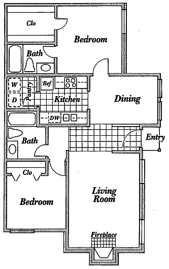 Floor plan Two Bed Room Two Bath