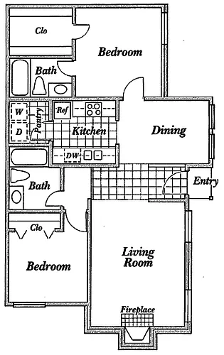 Floor plan Two Bed Room Two Bath