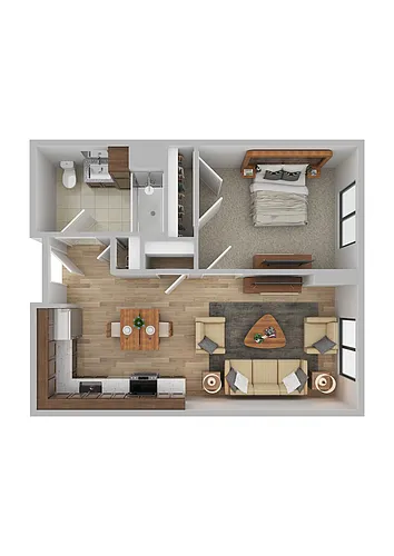 Floor plan One Bedroom One Bath