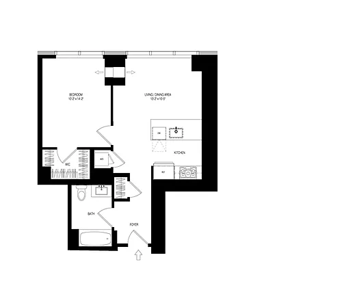 Floor plan 100 Park 1 Bed 1 Bath