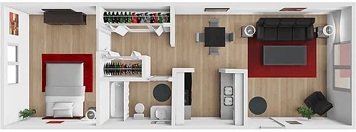 Floor plan TA 1 Bed 1 Bath