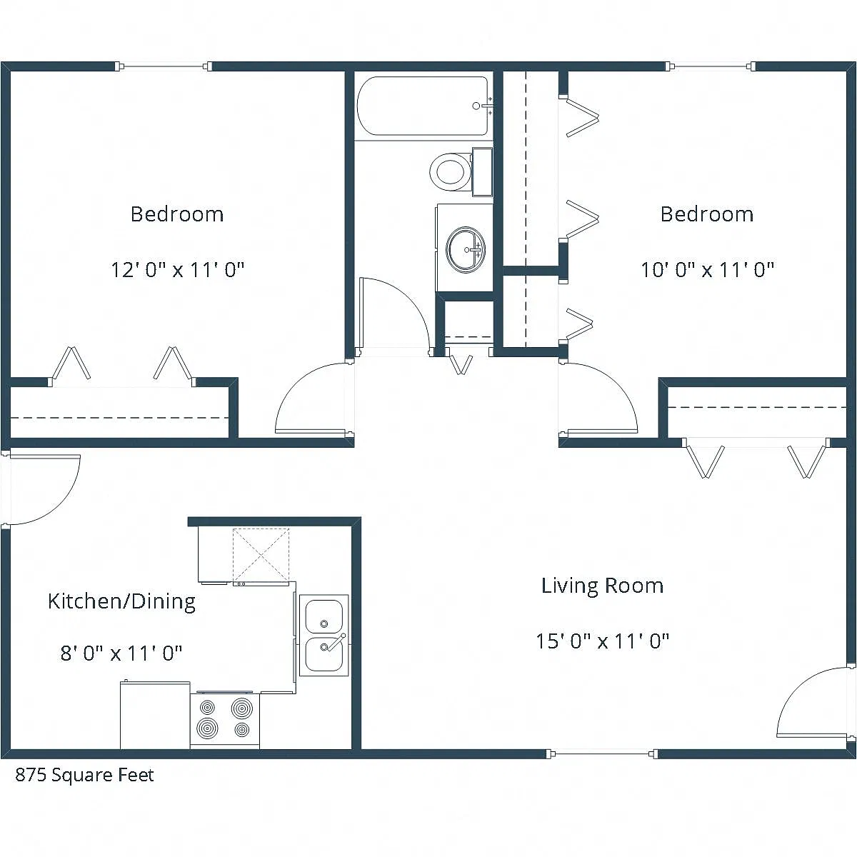 Floor plan Two Bedroom 21A