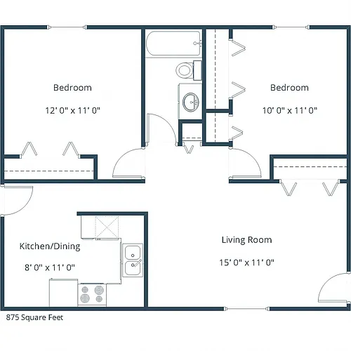Floor plan Two Bedroom 21A