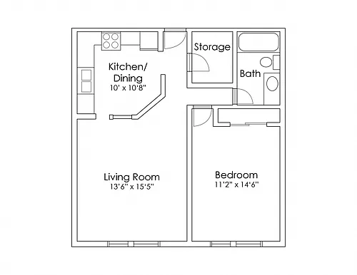 Floor plan 1 Bedroom A