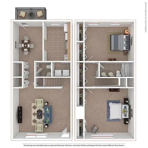 Floor plan 2x1.5 Large Townhome