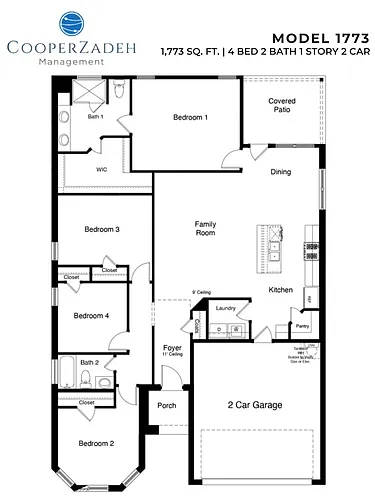 Floor plan 4 Bedrooms and 2 bathrooms