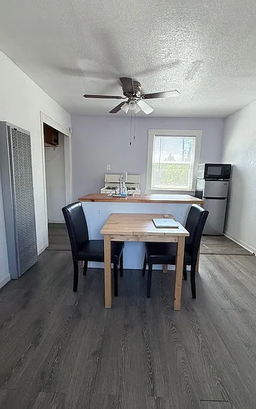living room and kitchen/dining area