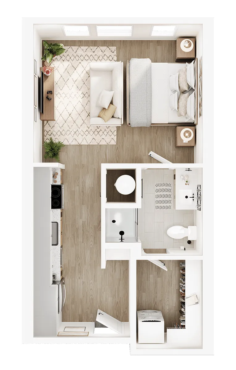 Floor plan ONE EYED PONY Studio 1 Bath