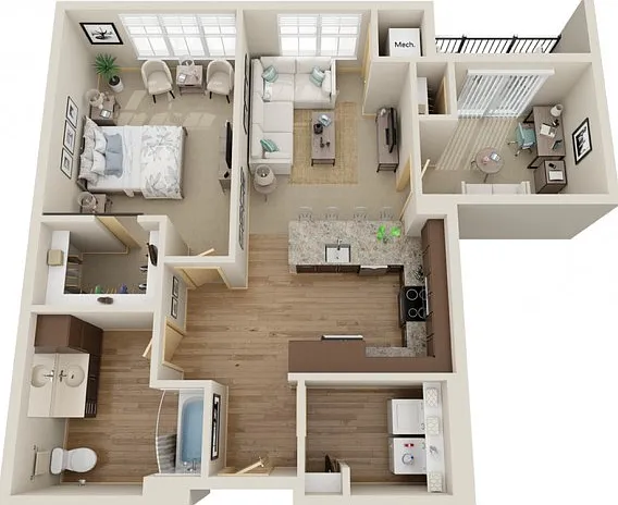 Floor Plan C1 | The Junction | Apartments in Menomonee Falls, WI Floor Plan C1 | The Junction | Apartments in Menomonee Falls, WI