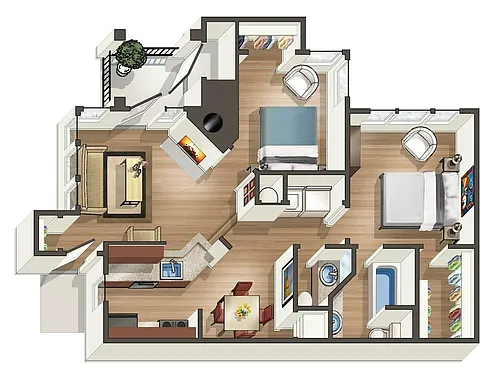 Floor plan B1 - 2 Bedroom, 1.5 Bathroom