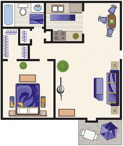 Floor plan 1 Bedroom A