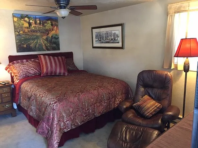 Combination bed/sitting room with TV