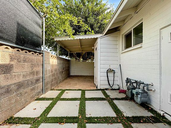Covered patio at backyard.