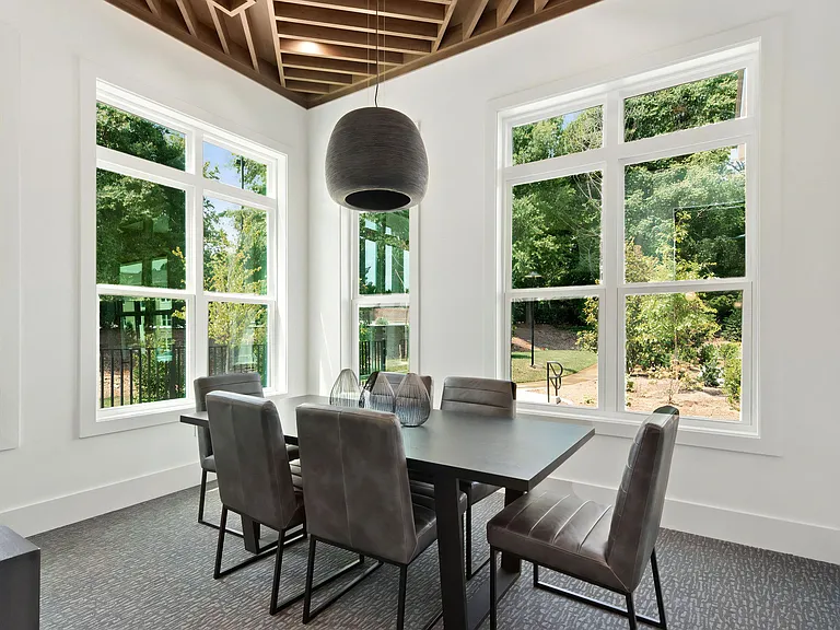 Community Workspace with Large Collaborative Table and Scenic Views