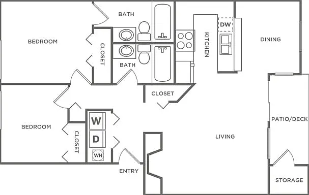 Two Bedroom Two Bath | 933 sq. ft. Two Bedroom Two Bath | 933 sq. ft.