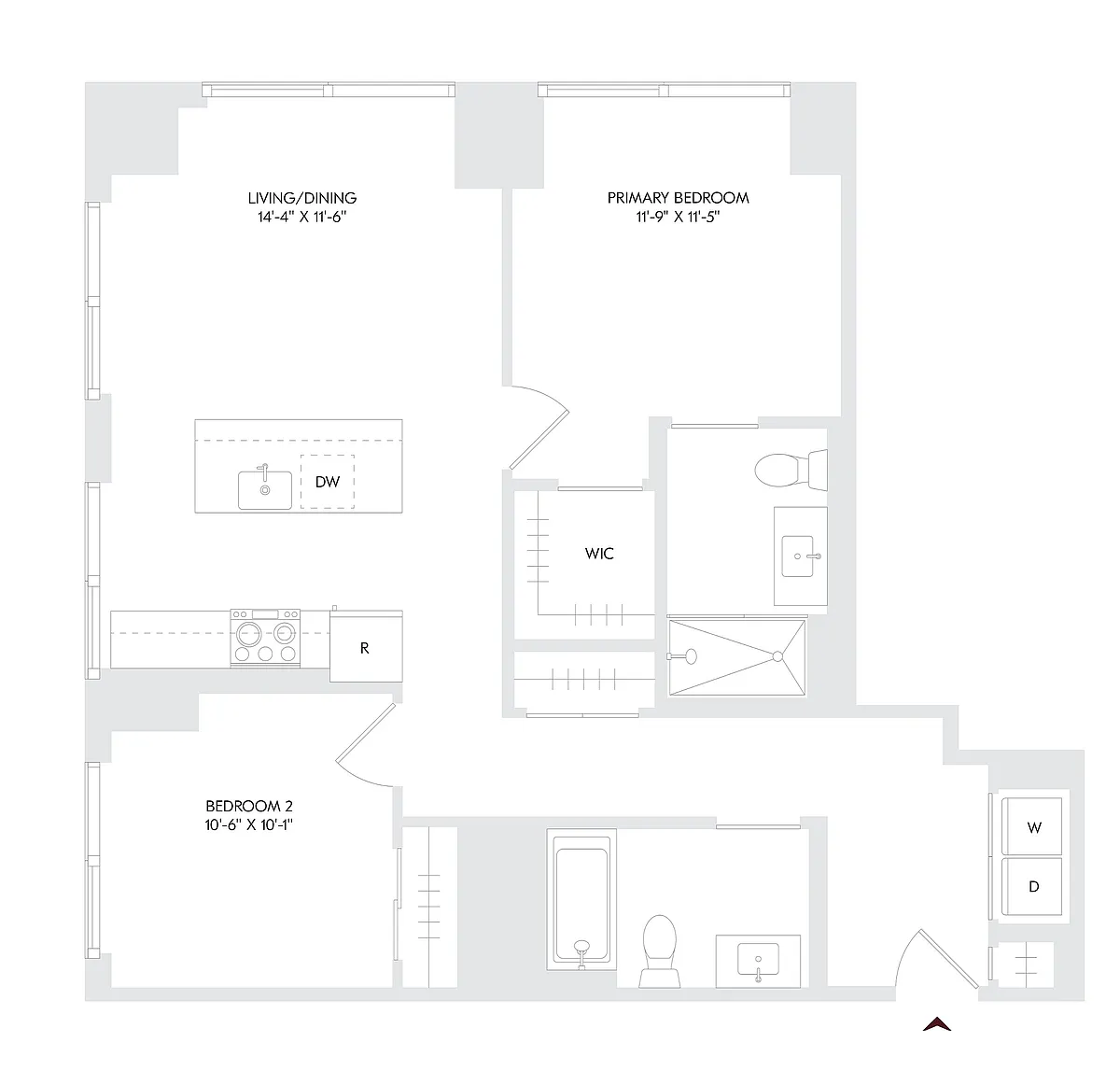 Floor plan 2 Bed 2 Bath D